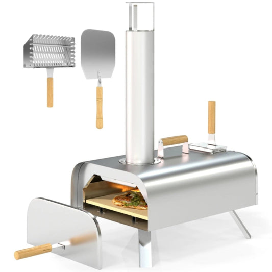 Four à Pizza Extérieur Portable en Inox – Cuisson au Bois, Prêt en 20 Minutes