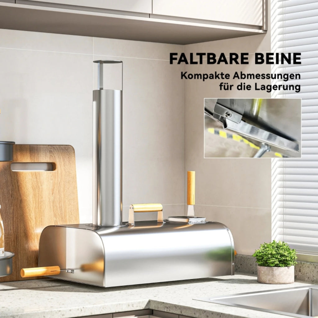 Four à Pizza Extérieur Portable en Inox – Cuisson au Bois, Prêt en 20 Minutes