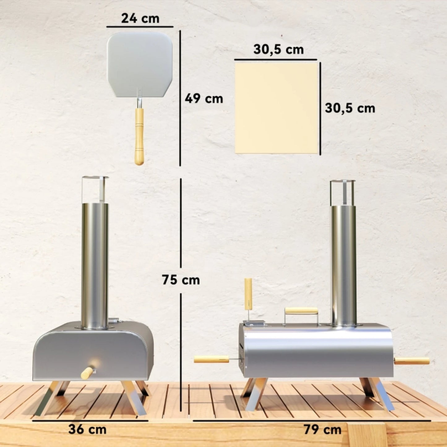 Four à Pizza Extérieur Portable en Inox – Cuisson au Bois, Prêt en 20 Minutes