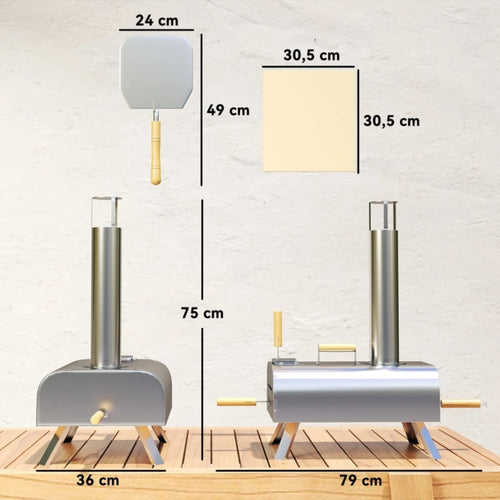 Four à Pizza Extérieur Portable en Inox – Cuisson au Bois, Prêt en 20 Minutes